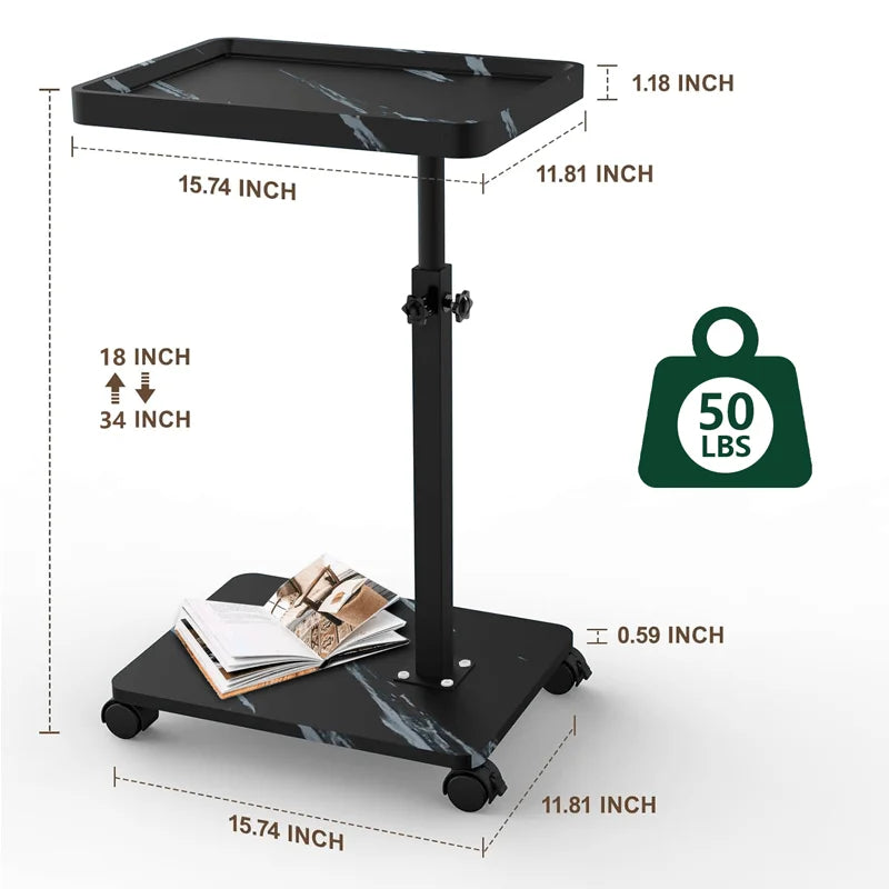 Sofa Side C Table Height Multifunctional Bathtub Tray Table for Home Living Room, Bedside Adjustable 360 Degree Rotating Bracket