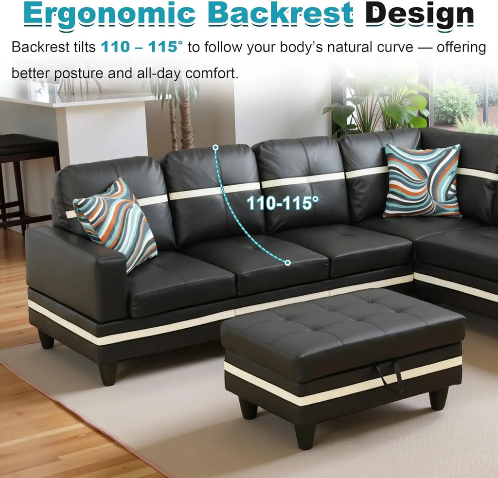 103.5" Oversized Sectional Couch, L Shaped Couch with Storage Ottoman, Modern Modular Sofa with Deep Seat