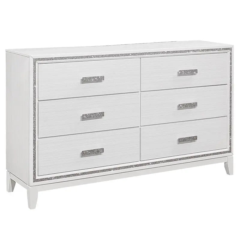 White 5-Piece Queen Bedroom Set with Bed, Dresser, Nightstands, and Mirror