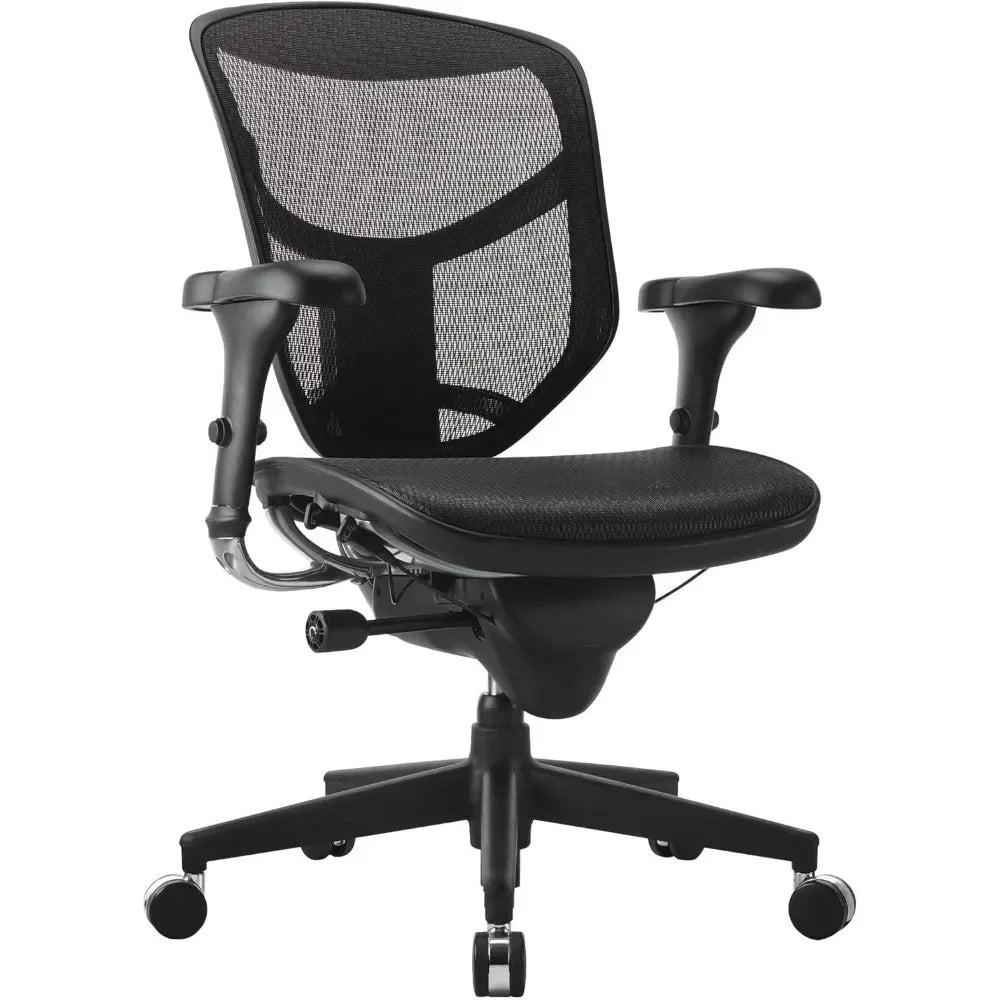 Quantum 9000 Series Ergonomic Mid-Back Office Chair with Mesh Seat and Back, Black