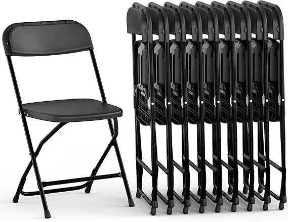 10 PACK White Foldable Plastic Chair, Folding & Stackable350 LBS Capacity, Steel, Frame Seats for Indoor Outdoor