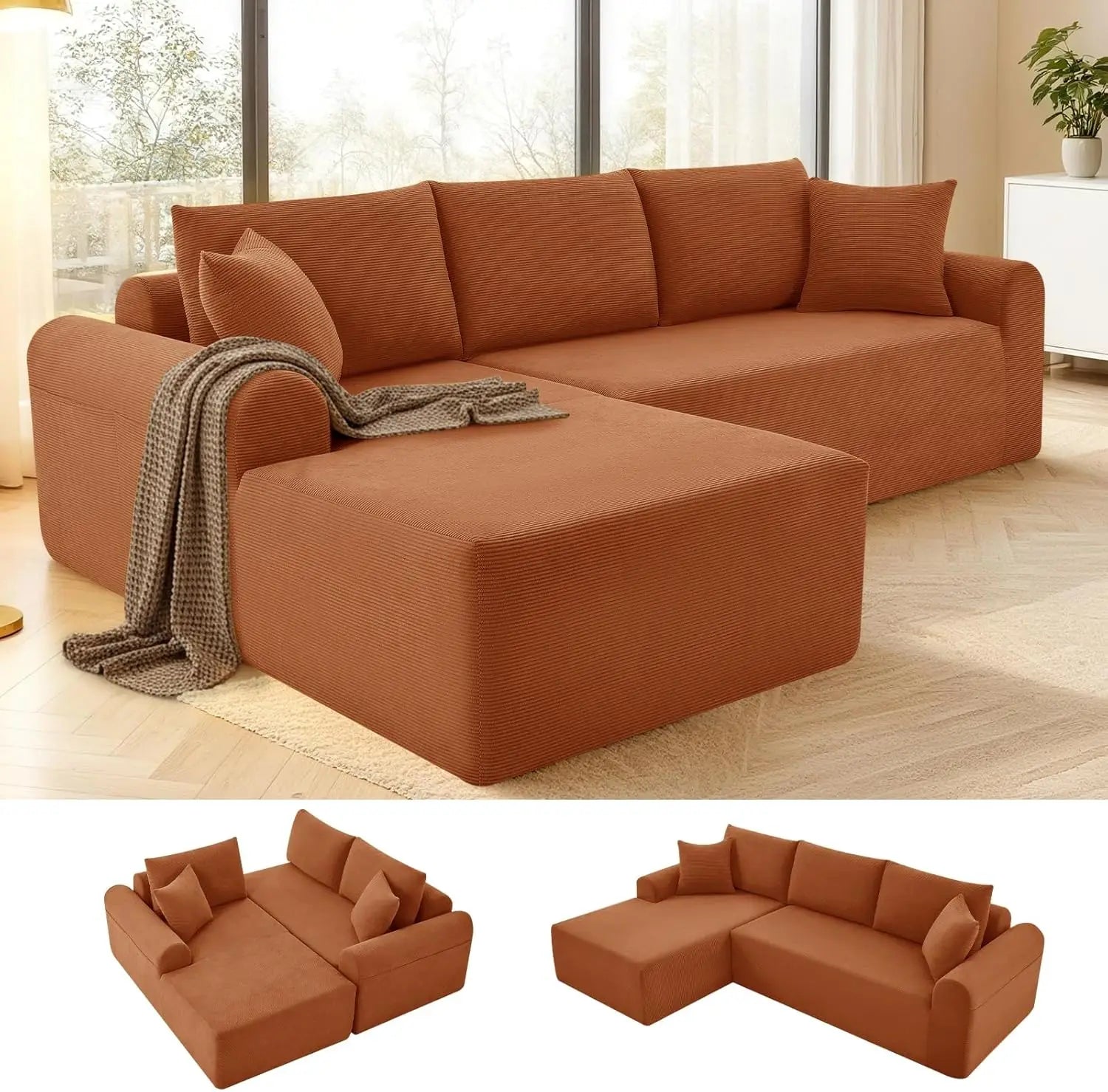 Cloud Modular Sectional Couch for Living Room,Modern L-Shape Sofa with Chaise, Upholstered, 103"