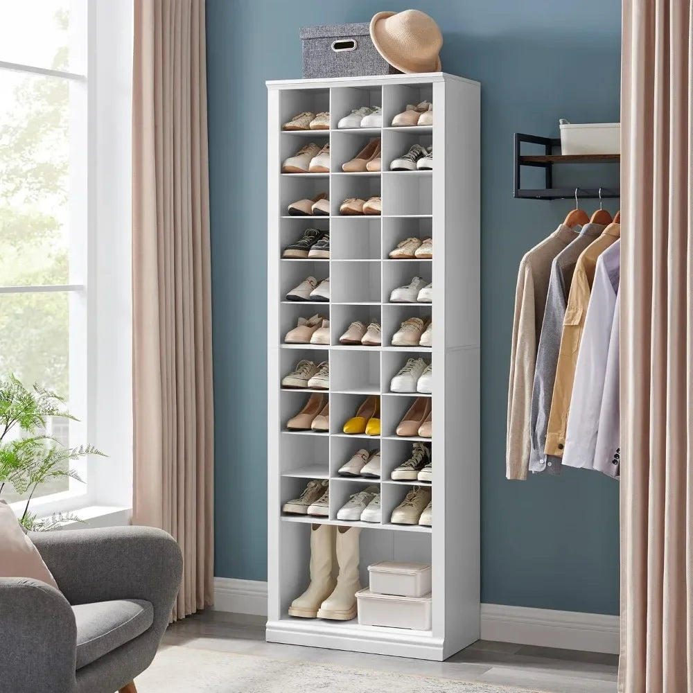 Tier Shoe Storage Cabinet, Free Standing Closet Organizers and Storage with 31 Open Cubbies, Space Saving Shoe Rack