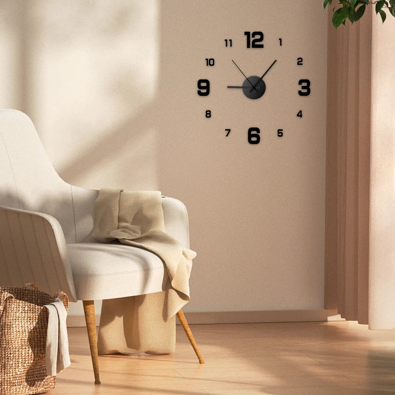 Creative Frameless DIY Wall Clock/ Wall Decal/ Home Silent Clock /Living Room/Office Wall Decoration