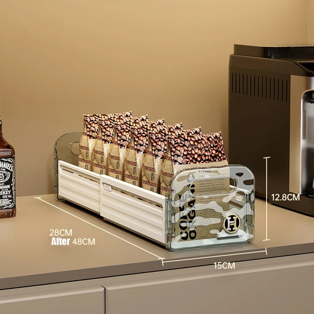 Kitchen Organizing Storage Box Simple Cabinet Retractable Storage Box Water Corrugated Drawer Desktop Snacks Grocery Storage Box