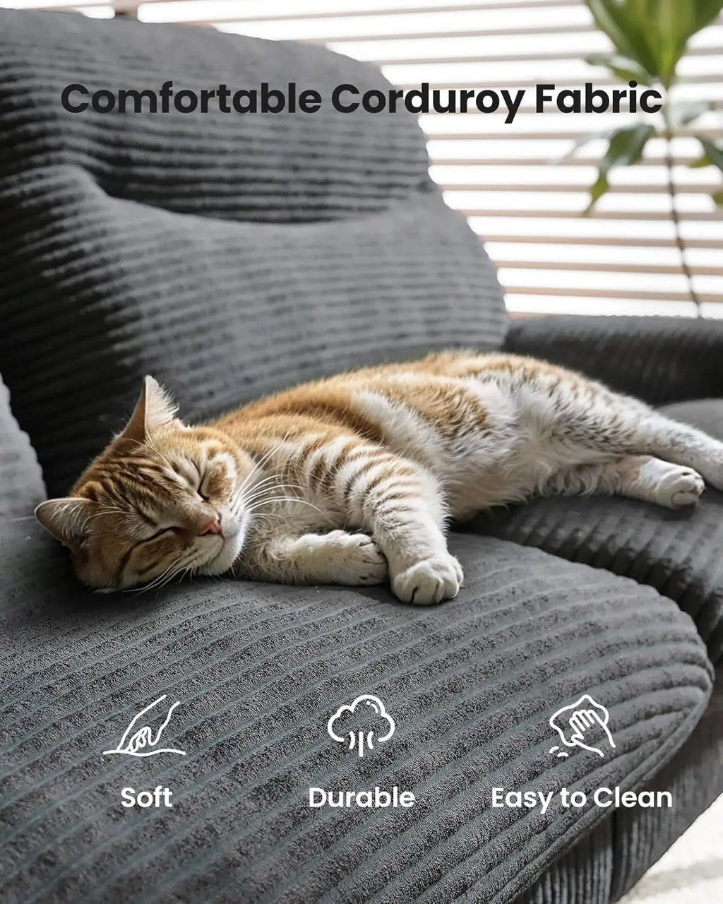 Futon Sofa Bed, Couch with Adjustable Backrest & Armrests, Convertible Futon Sofa Couch