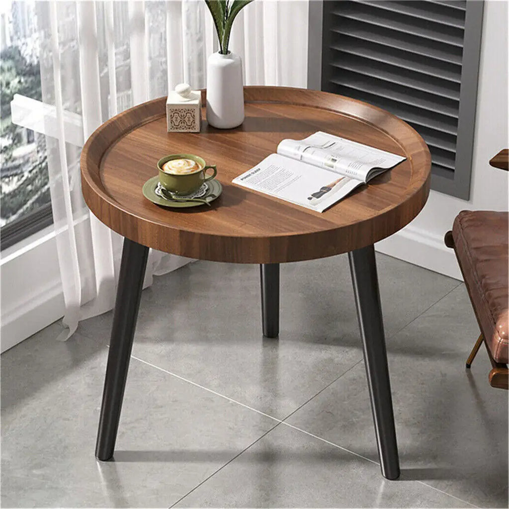 Irregular Living Room Coffee Table Set Small Drop-Shaped Solid Wooden Sofa Side/ End Table 2-in1 with Triangle Legs
