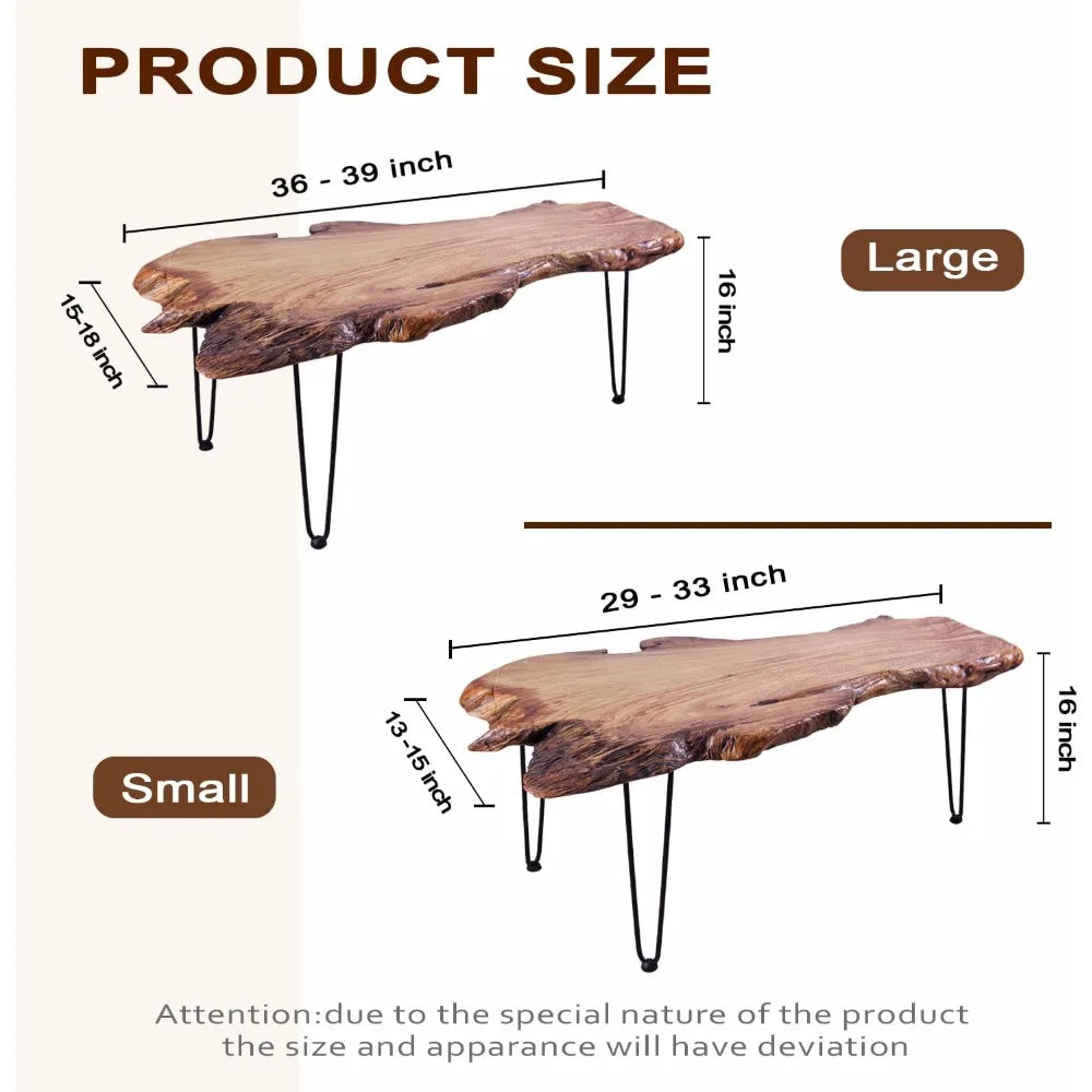 Wood Coffee Table, Unique Live Edge Coffee Table for Living Room