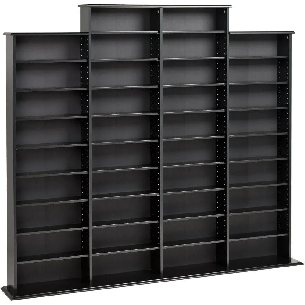 Black Tall 4-Column Media Storage Cabinet, 73.5 Wide