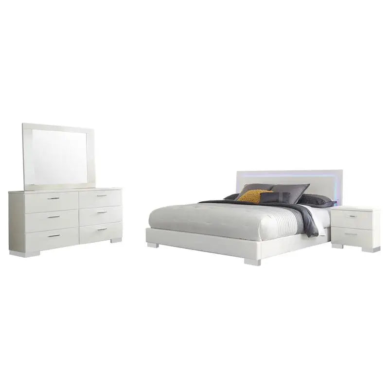 4-Pc High Gloss Eastern King Bedroom Set