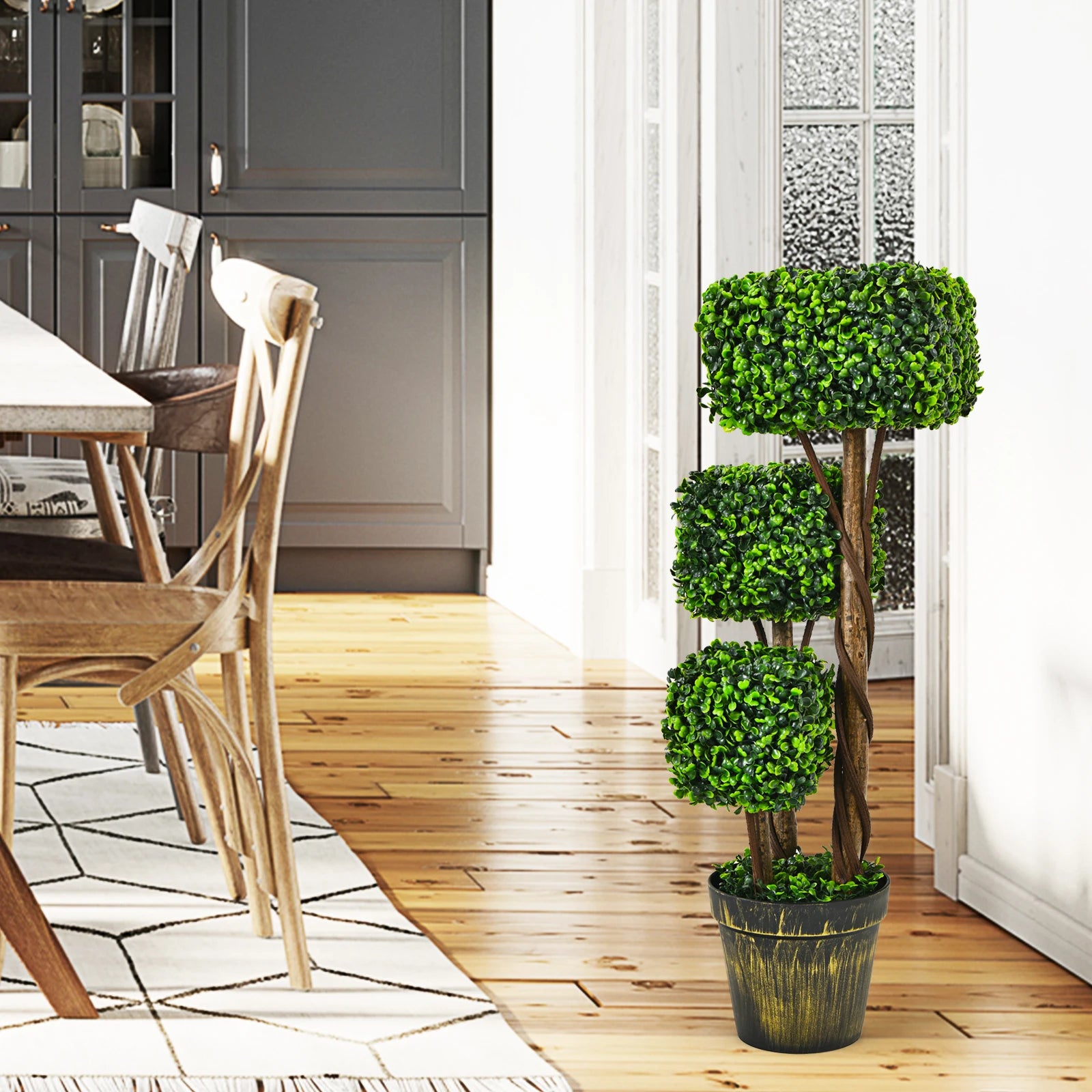 36" Artificial Boxwood Topiary Tree UV Protected Indoor/ Outdoor Decor