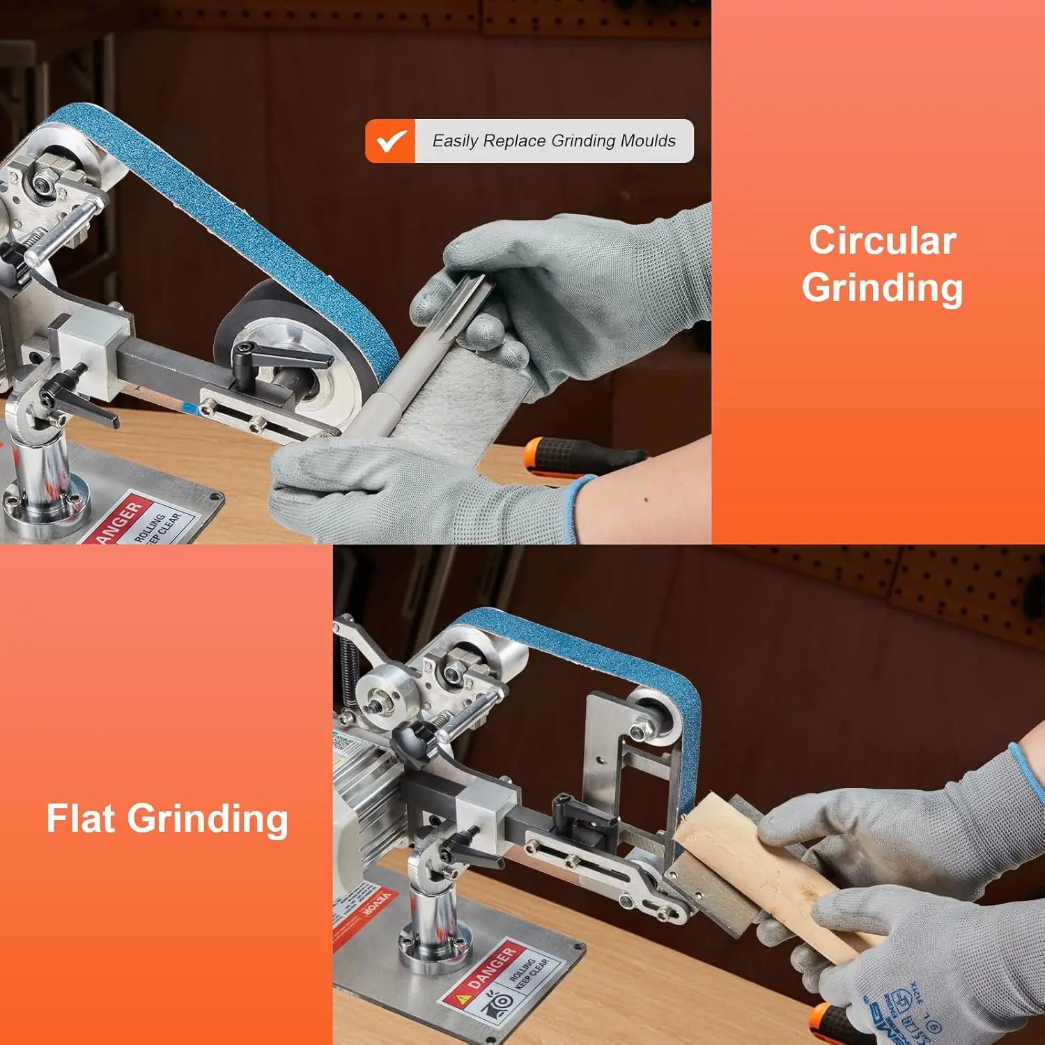 Variable Speed Belt Grinder Sander, 30x1-Inch Polisher with VFD, 550W Metalworking Machine for Knife Making & Wood Sanding