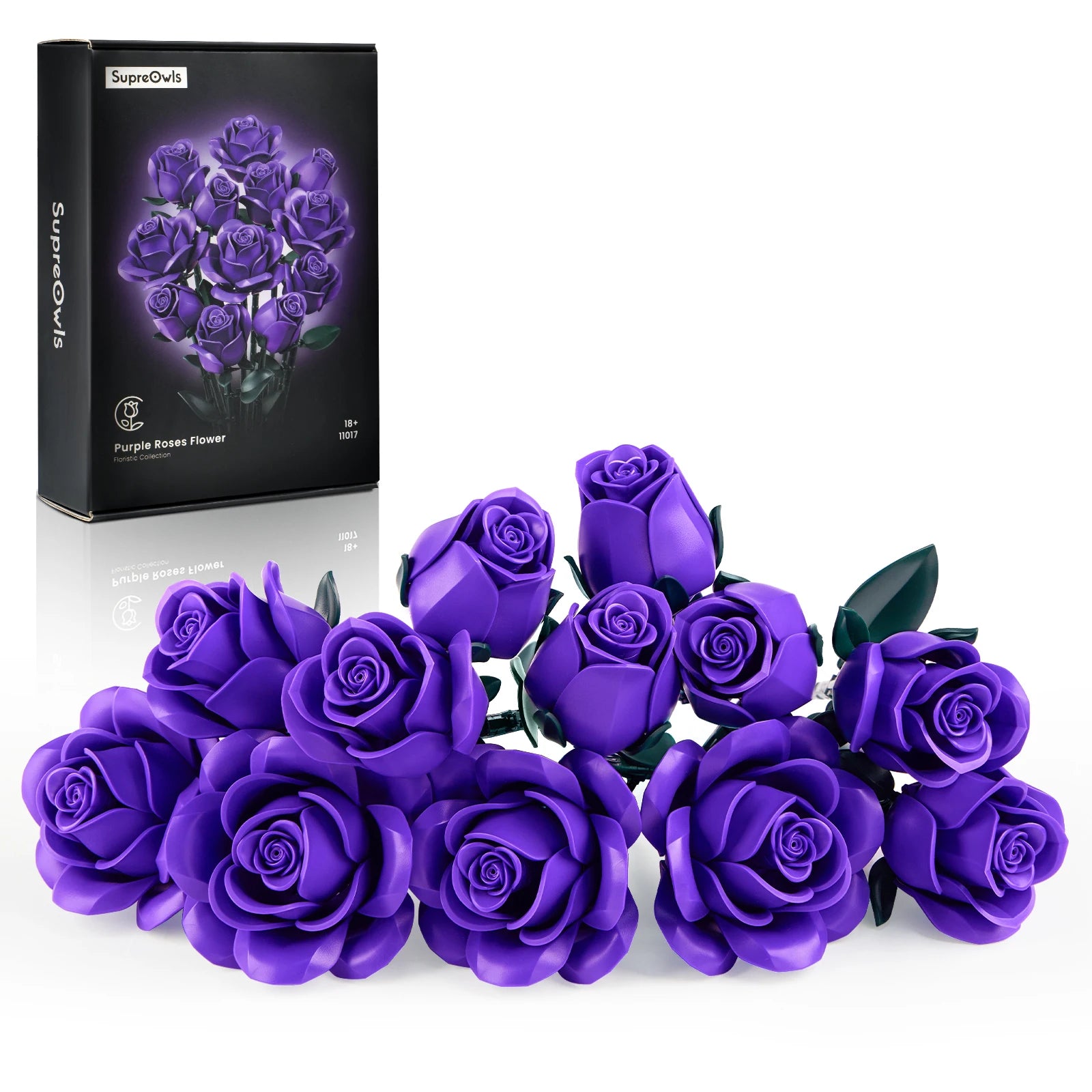 Purple Roses Bouquet Block Flowers/ Artificial Botanical Plant Home Decor/ Christmas/ Valentine's Day Gift/ Room Decoration