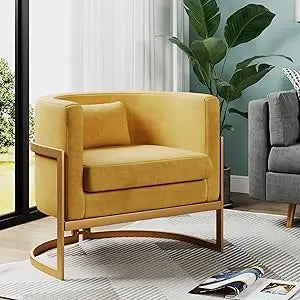 Upholstered Velvet Accent Barrel Arm Chair