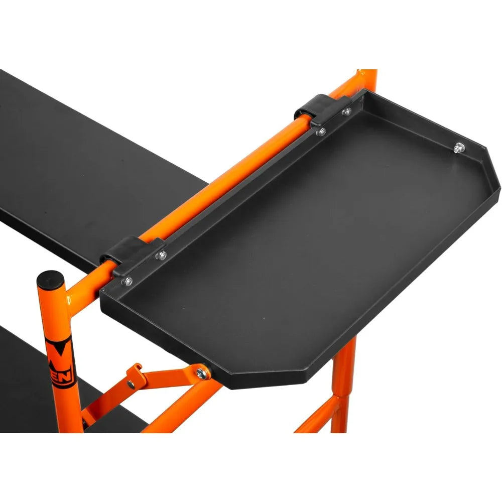 4-Foot Folding Scaffolding with 500 lbs Capacity, Safety Rail and Tool Shelf