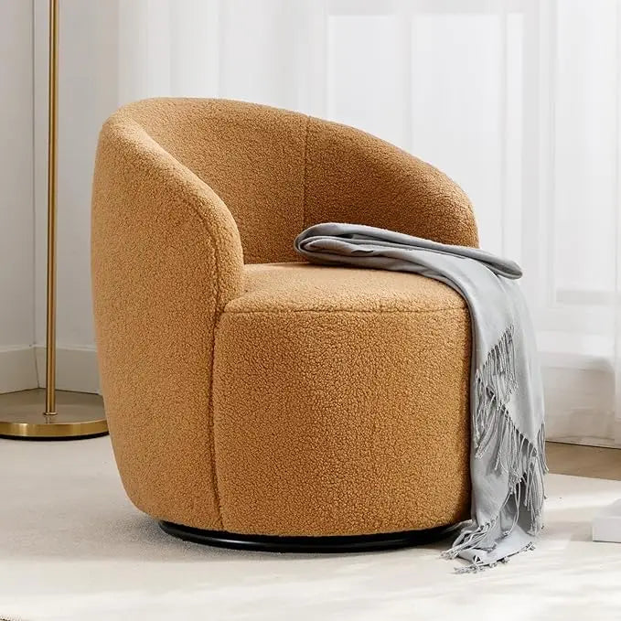 Swivel Barrel Chair, 360° Small Single Sofa Armchair Comfy