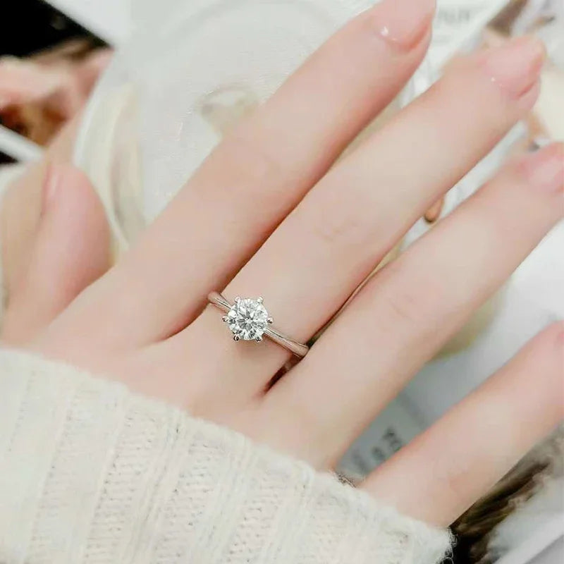 0.5-5ct Moissanite Ring For Women 925 Sterling Silver with White Gold Plated Lab Diamond Engagement/ Wedding Band/ Jewelry