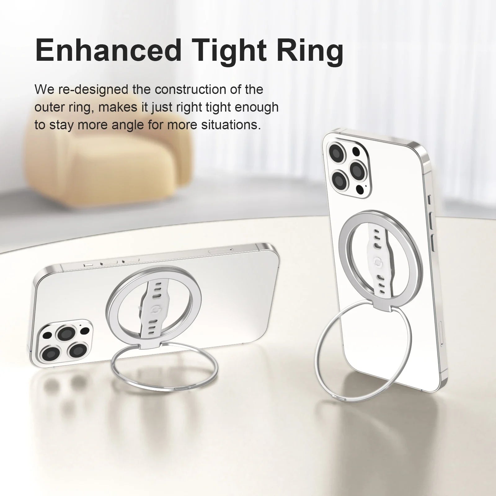 EWA Magnetic Phone Grip and Stand with Silicone Finger Strap for Magsafe Ring Holder Only for iPhone 13 12 Pro/Pro Max/Mini