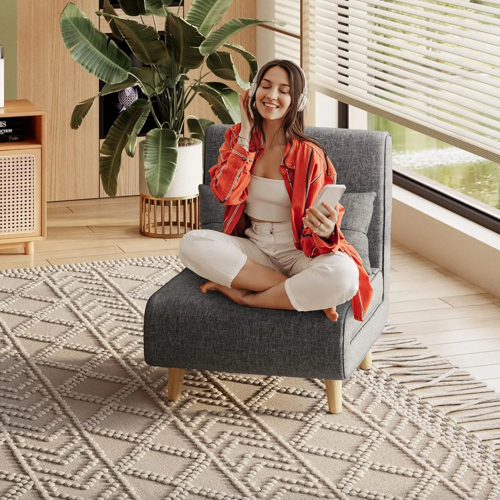 3 in 1 Sleeper Chair Bed, Convertible Chair Bed Futon Sofa with Adjustable Backrest, Accent Chair for Apartment/Bedroom/Office