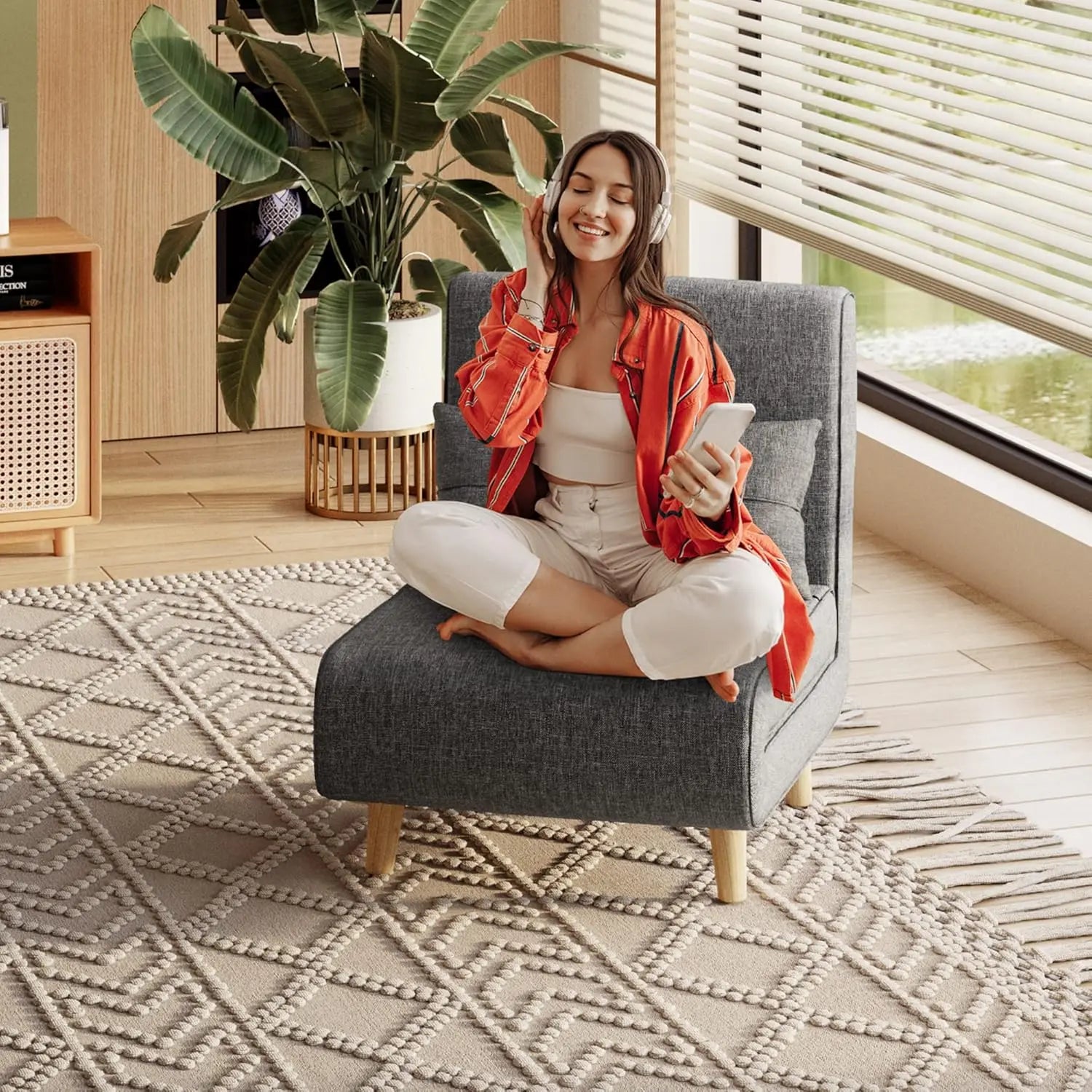 3 in 1 Sleeper Chair Bed, Convertible Chair Bed Futon Sofa with Adjustable Backrest, Accent Chair for Apartment/Bedroom/Office