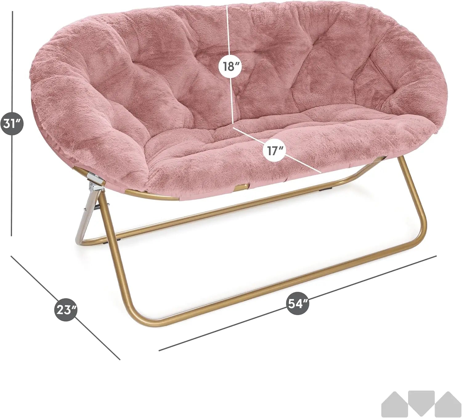 Double Cozy Chair/Faux Fur Saucer Chair for Bedroom/X-Large Loveseat, Pink