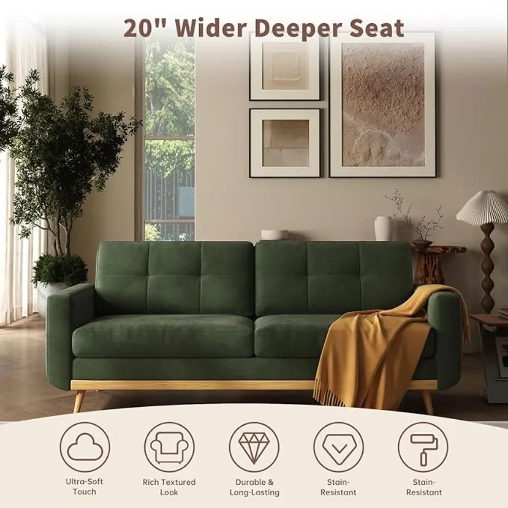 Mid Century Modern Loveseat Sofa Button Tufted Upholstered Small Couch for Living Room Bedroom Decor