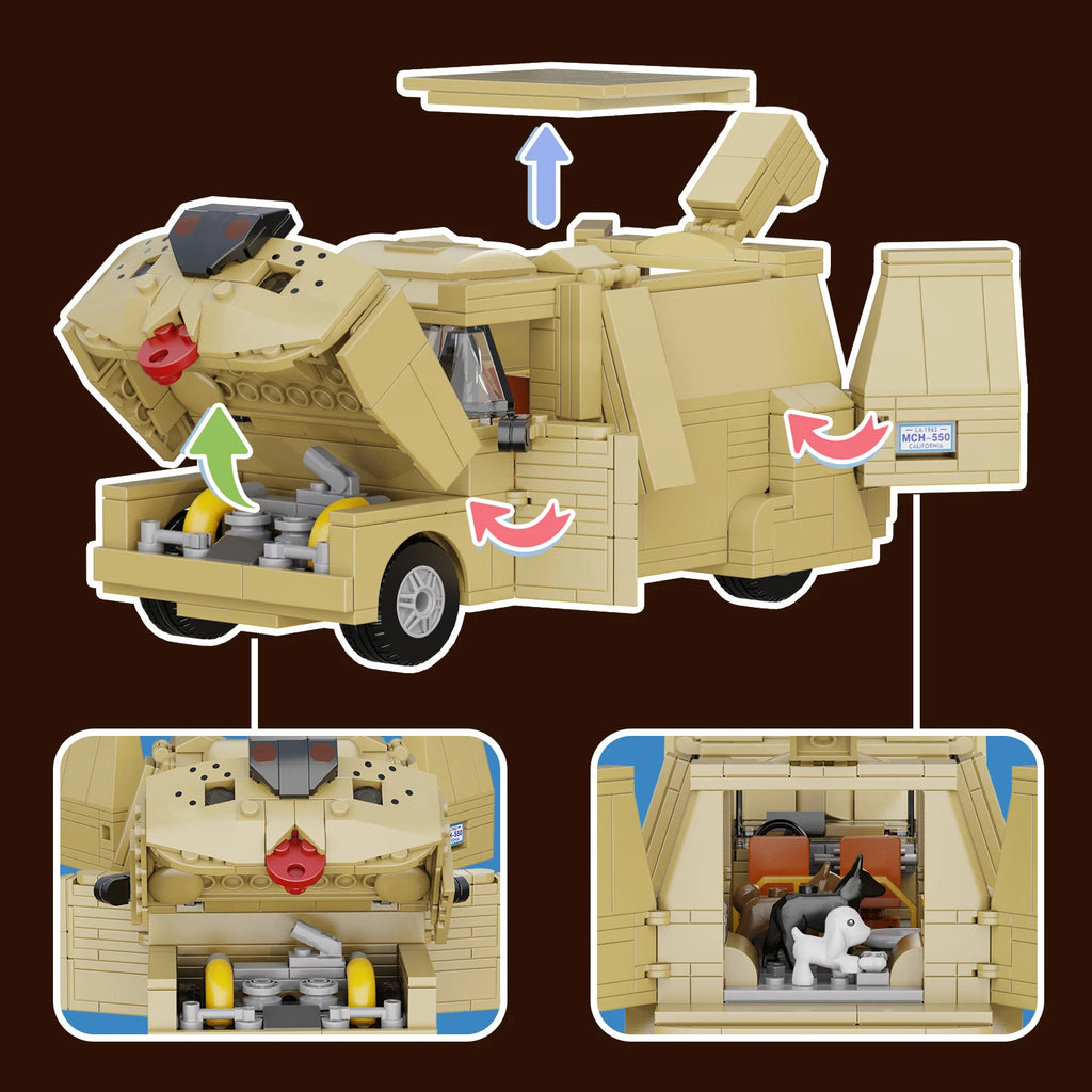 Funny Dog Van DIY Car Building Blocks Set Animal Vehicle Model Living Room Shelf /Home Decoration/ Office Desk Decor /Gifts for Fans