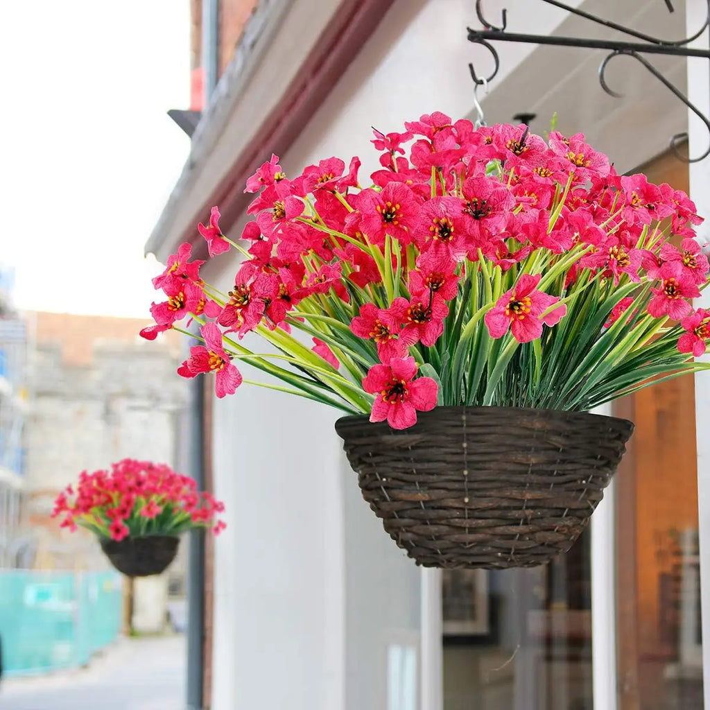 20 Bundles Artificial Flowers Outdoor UV Resistant Fake Flowers No Fade Faux Plastic Plants ,Garden ,Porch, Window Box Deco
