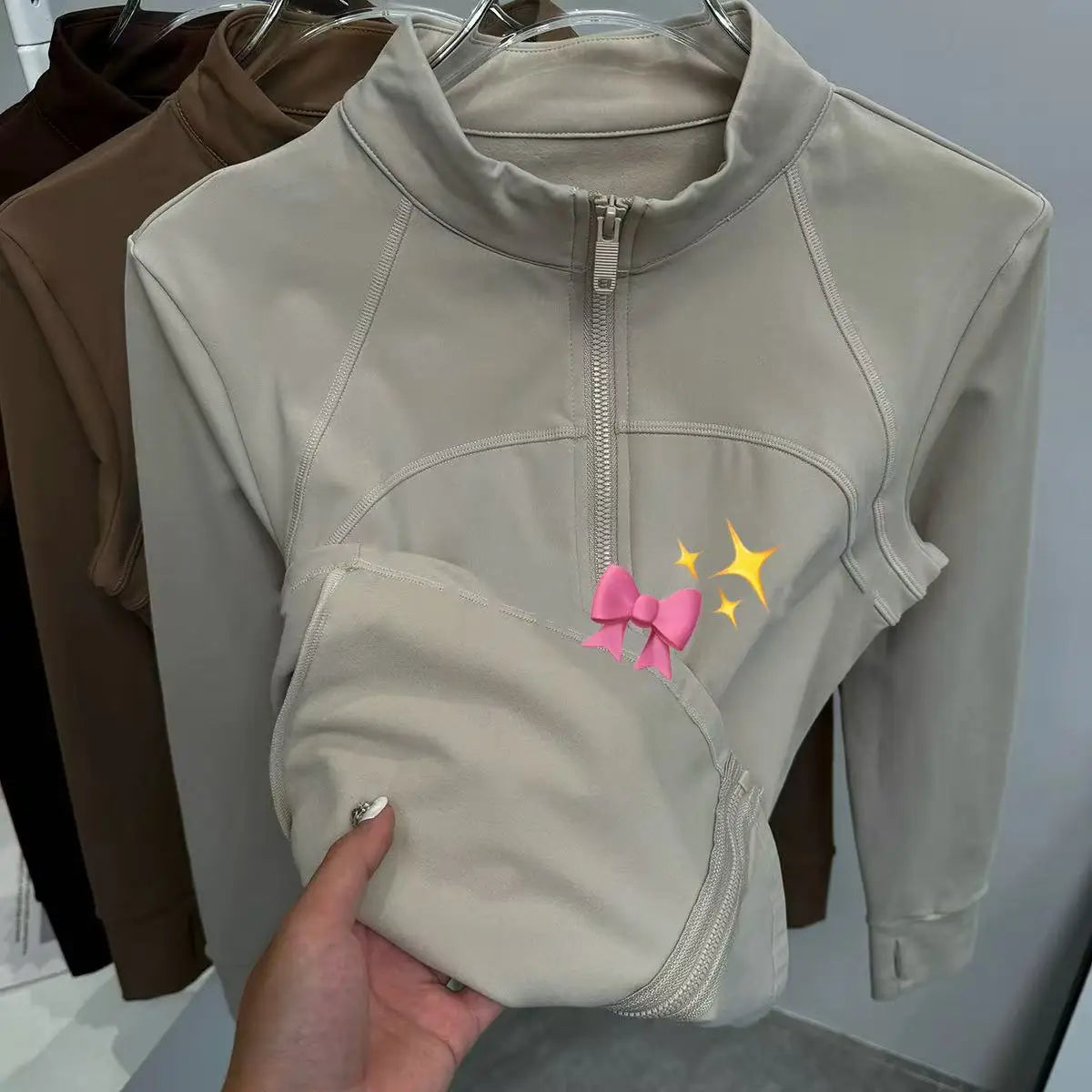 Yoga Suit Women's High-end Standing Collar Long Sleeved Sports Jacket Running Training Fitness Top Windproof Running Suit