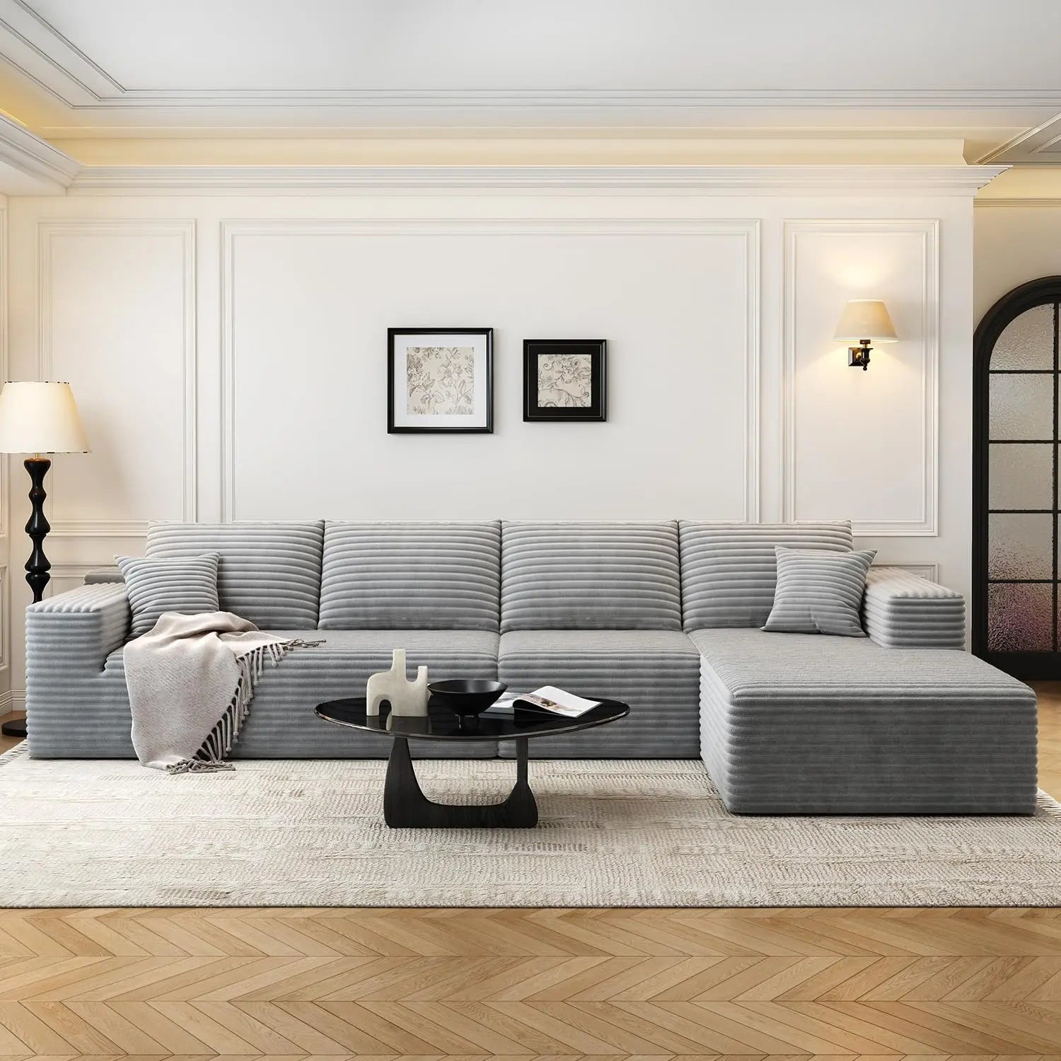 Cloud Modular Sectional Sofa Couch with L-Shape Chaise, Upholstered Couches for Living Room/ Bedroom