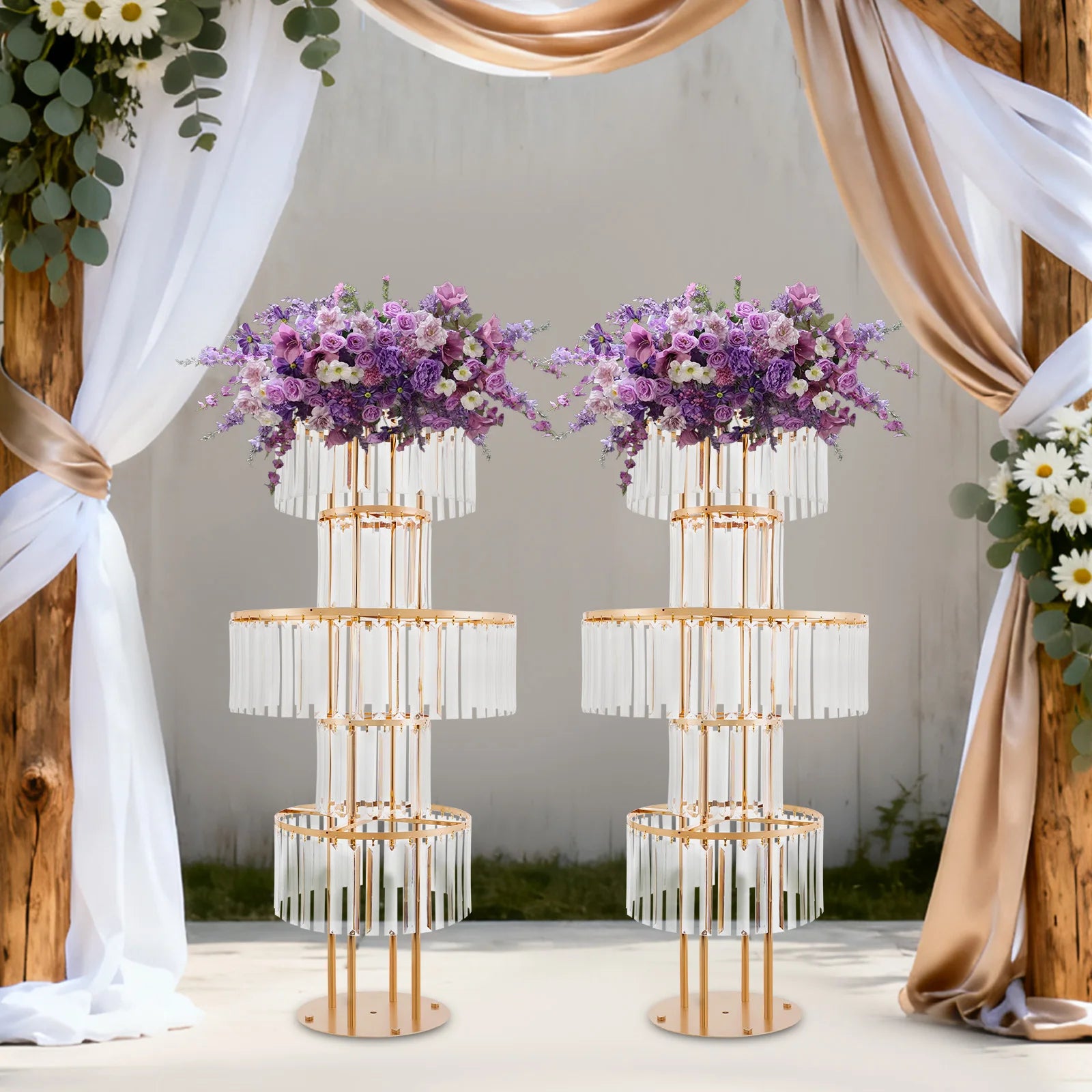 2 Pcs 5-tier Flower Stand, 11.02- 22.05 Lbs Load for Wedding, Birthday Party, Celebration, Home Decoration, Buffet
