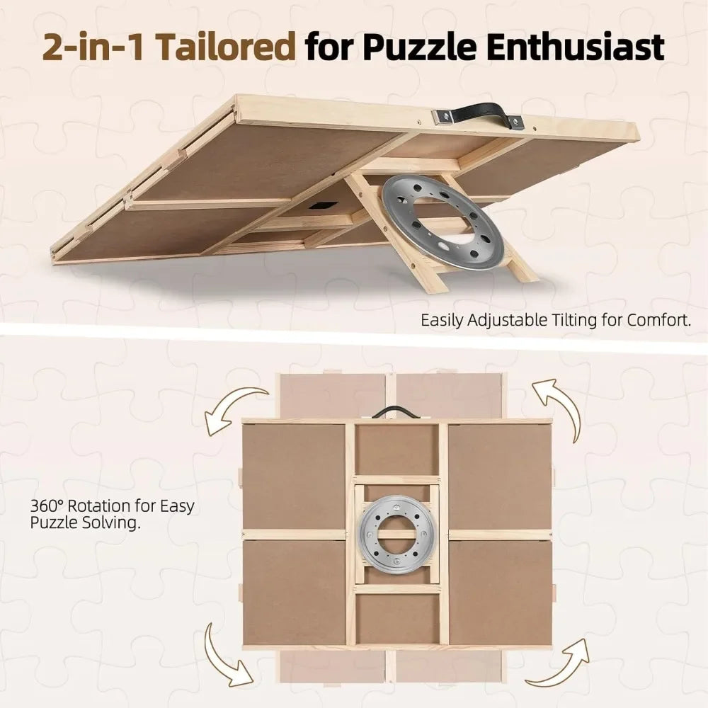 JIG 2000 Pieces 2-in-1 Tilting & Rotating Puzzle Board for Adults Gifts, Wooden Jigsaw Puzzle Table with 4 Drawers