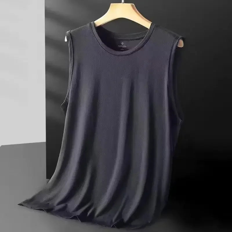 Men's Ice Silk Mesh Vest Lightweight Sports Summer Wear Sleeveless T-shirt/ Tank Top/ Casual Fashion Outerwear