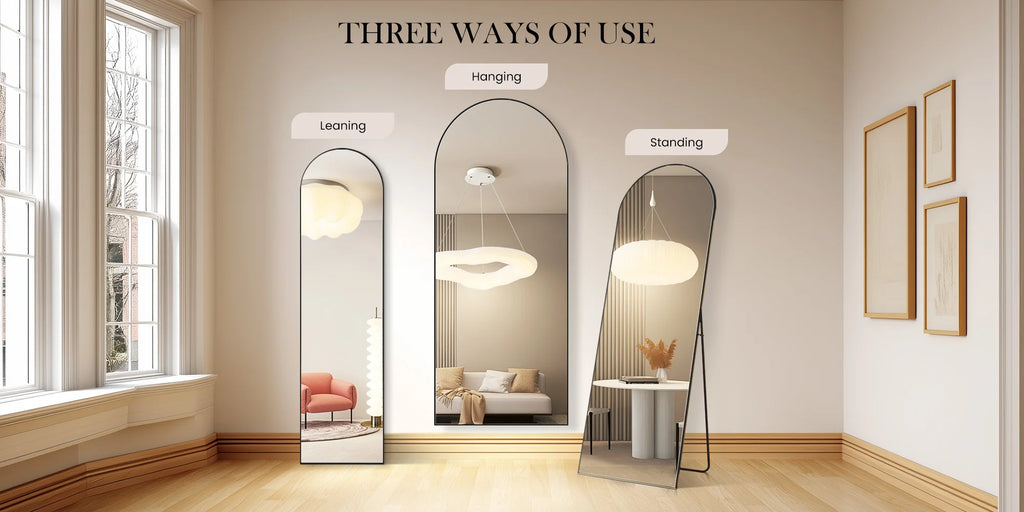 Full Length Mirror with Stand 59"x16" Floor Mirror with Aluminum Alloy Frame Body Wall-Mounted Mirrors For Bedroom/ Bathroom