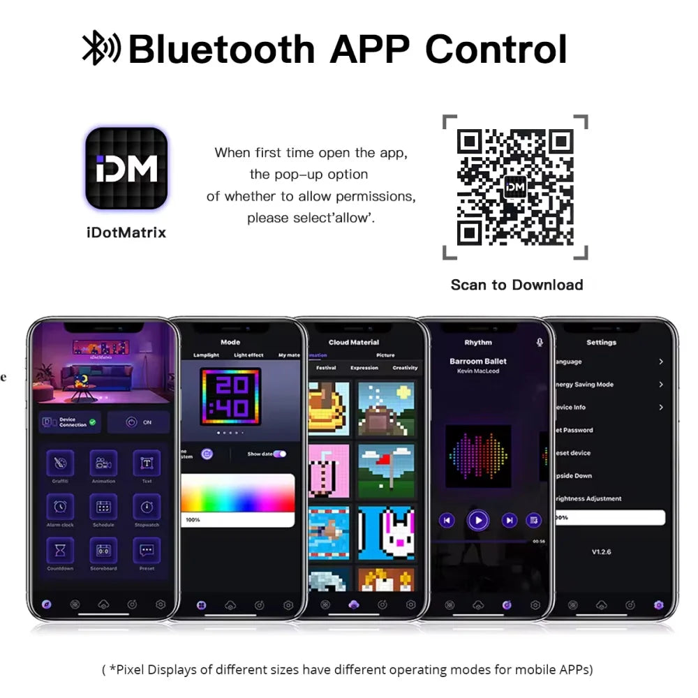  Programmable LED Pixel Display Screen APP Control RGB Custom Text Animation Pixel Art Light Sign For Game Room/ Bar /Desk Decor