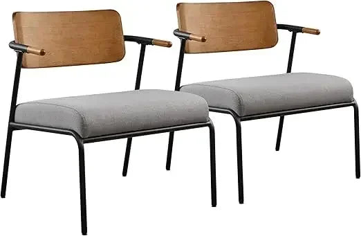 Accent Chair Set of 2, Mid-Century Modern Chair, Upholstered Lounge Armchair with Metal Frame & Removable Cushion