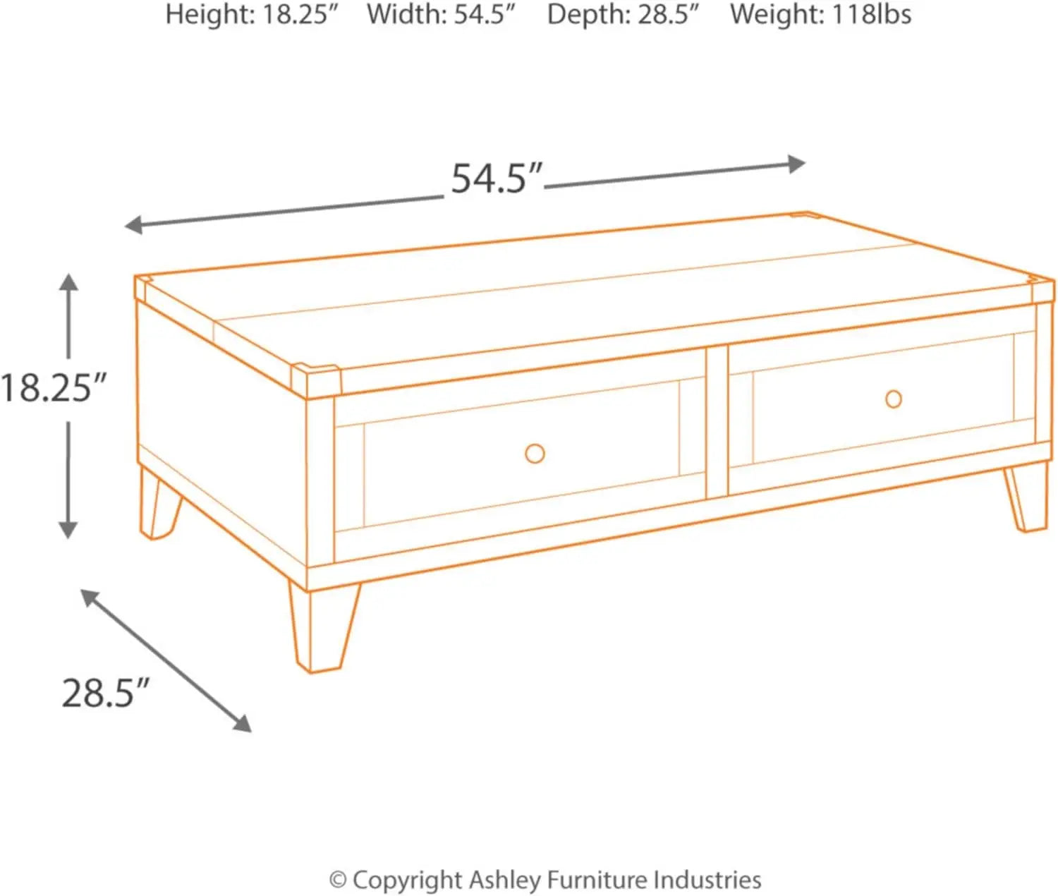 Industrial Rectangular Lift Top Coffee Table with 2 Storage Drawers, Dark Gray with Weathered Pine Finish