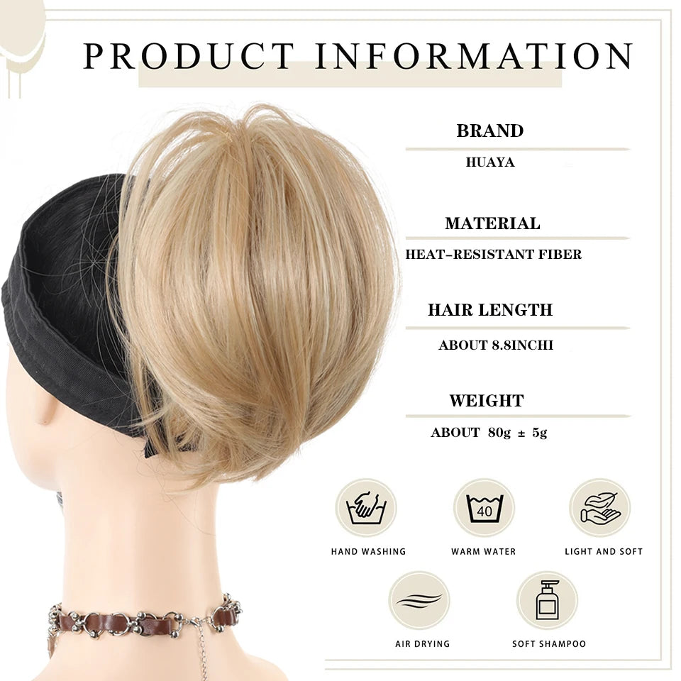 Synthetic Claw Clip Ponytail Hair Extensions/ Messy Short Straight Ponytail Blonde/ Brown Heat Resistant Pony/ Tail Fake Hair