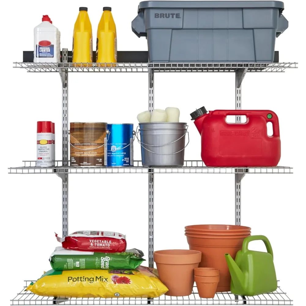 Rubbermaid FastTrack Wall Storage System: 48x16 3-Tier Kit, Supports 350 LBS per Shelf, Ideal for Home, Garage, Shed, or Workshop