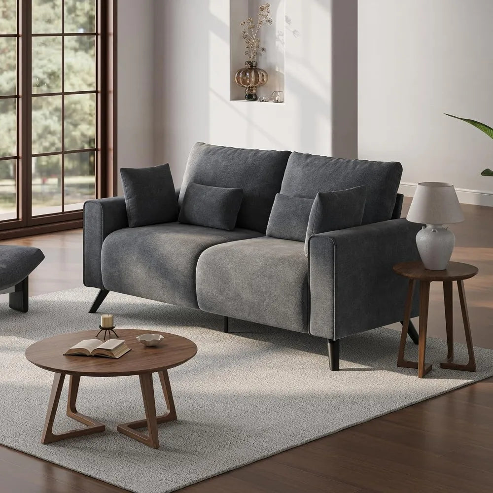 Loveseat Sofa, Grey Love Seat Couches for Living Room, 2 Seater Small Couch for Small Spaces, Bedroom, Office Sofas