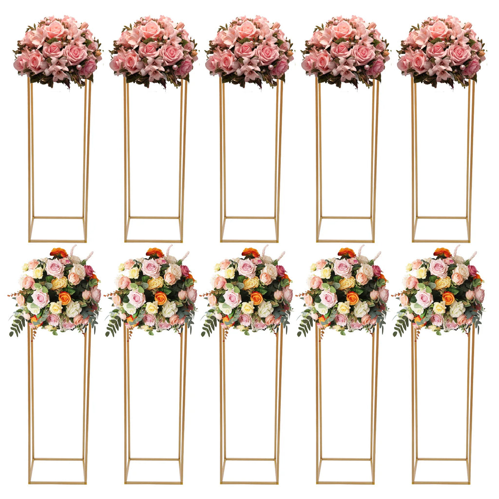10PCS Golden Flower Stand 80cm/31.4inch Metal Wedding Column Stand Road Floor Vases for Party Birthday Events /Home Decor