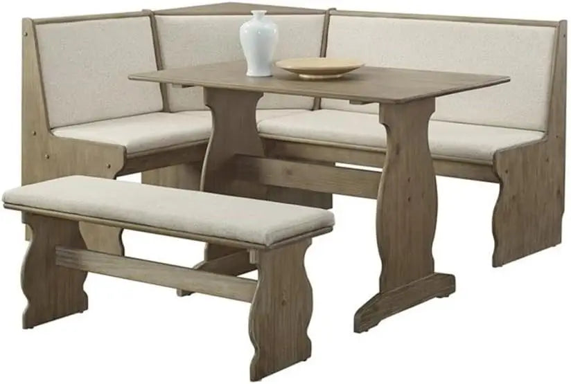 Indoor 3 Piece Kitchen/Dining Corner Table Booth Bench