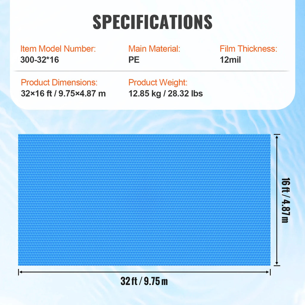 Solar Pool Cover Rectangle Solar Blanket for Pools Inground Above Ground Swimming Pools/ Solar Cover 12 mil Solar Covers