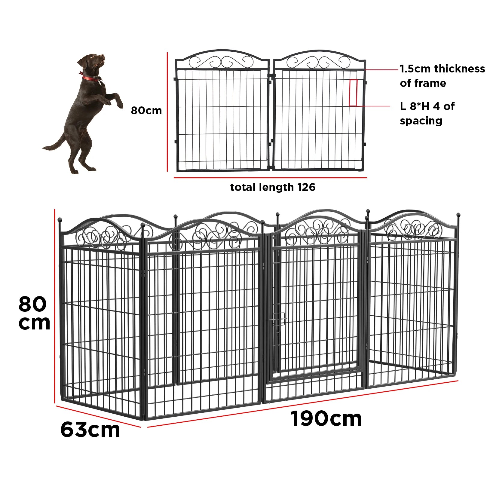Dog Playpen, 8 Panels Playpen/ 32 Inch Height in Heavy Duty, Folding Indoor Outdoor Anti-Rust Dog Exercise Fence/ Portable