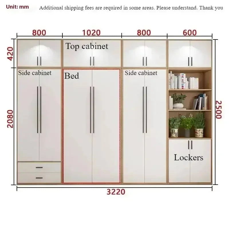 Full Murphy Bed with Closet Organizer with Drawers Full Size Bed Space-Saving Sleeping Arrangement for Multipurpose Room