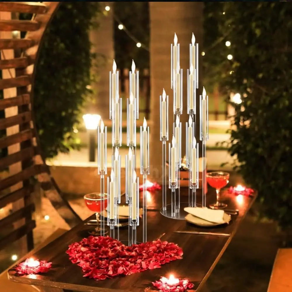 6PCS Clear Acrylic 10-Arm Candelabra Table Candle Stand, Wedding Baby Shower Party/ Table Centerpieces /Decor Candle Holders