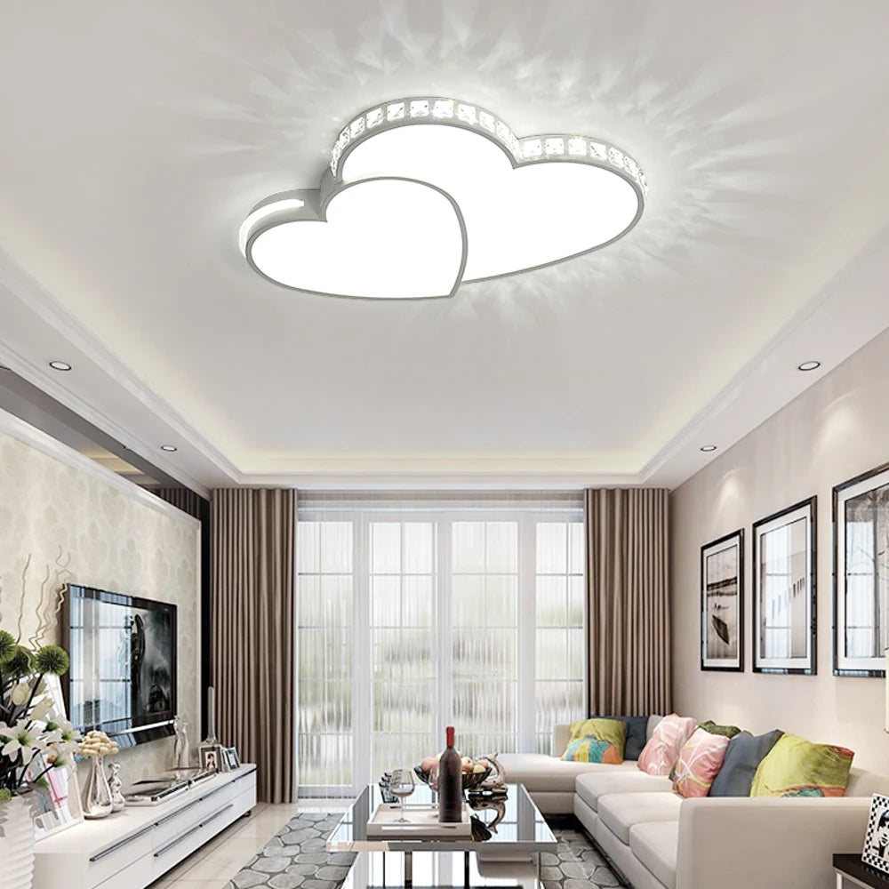 Modern Heart Shaped Ceiling Lights/ Crystal LED Flush Mount Lamp/ Children's Room/ Living Room/ Bedroom Lamp Fixture