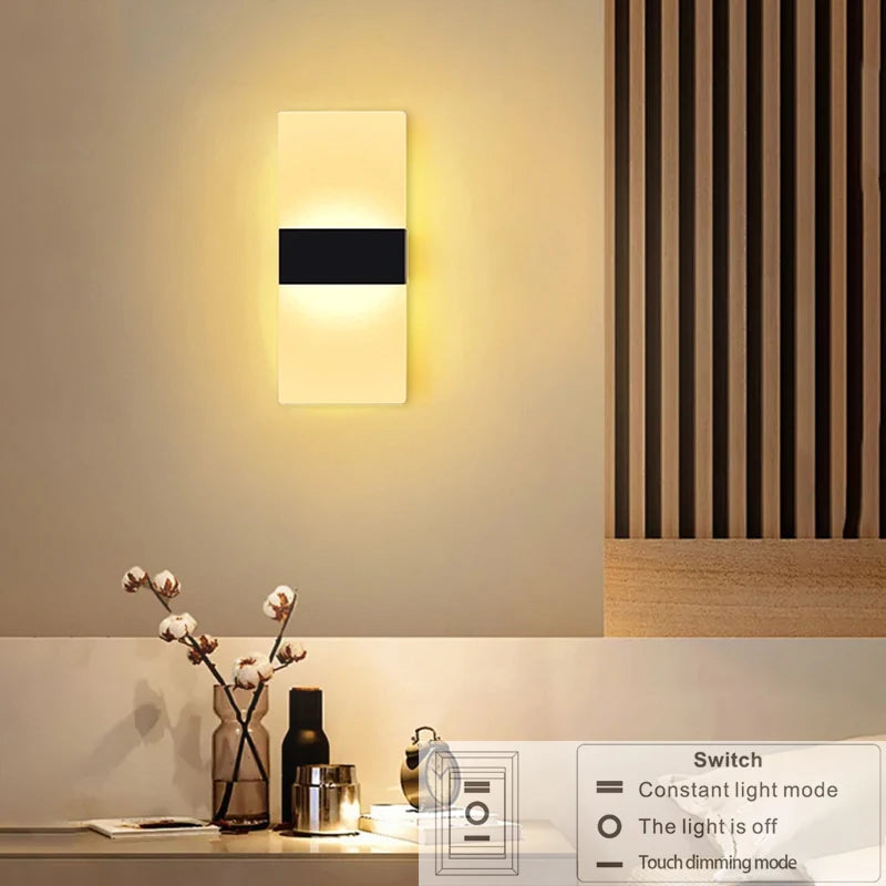 USB Recharge Wall Lamp/ Touch Motion/ Sensor Switch/ Indoor Acrylic Night/ Lights Bedroom/ Bedside/ Wall Sconce/ Nordic LED Wall Light