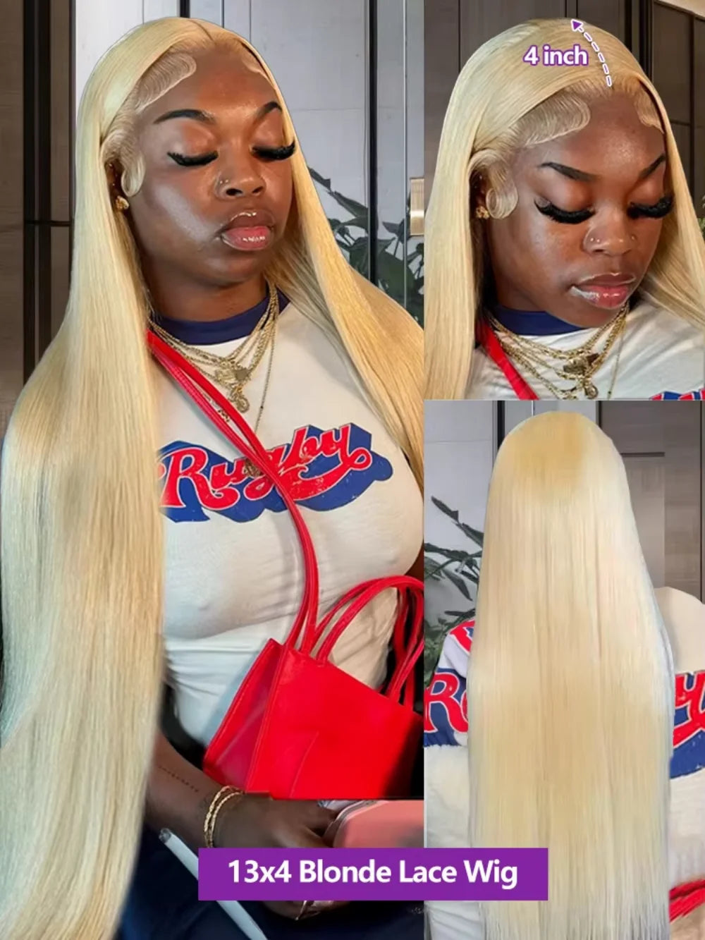 200 Density 46 50 Inch Straight 613 Blonde 13x6 Hd Lace Front Human Hair Wigs 13x4 Transparent Lace Frontal Brazilian Remy Wig