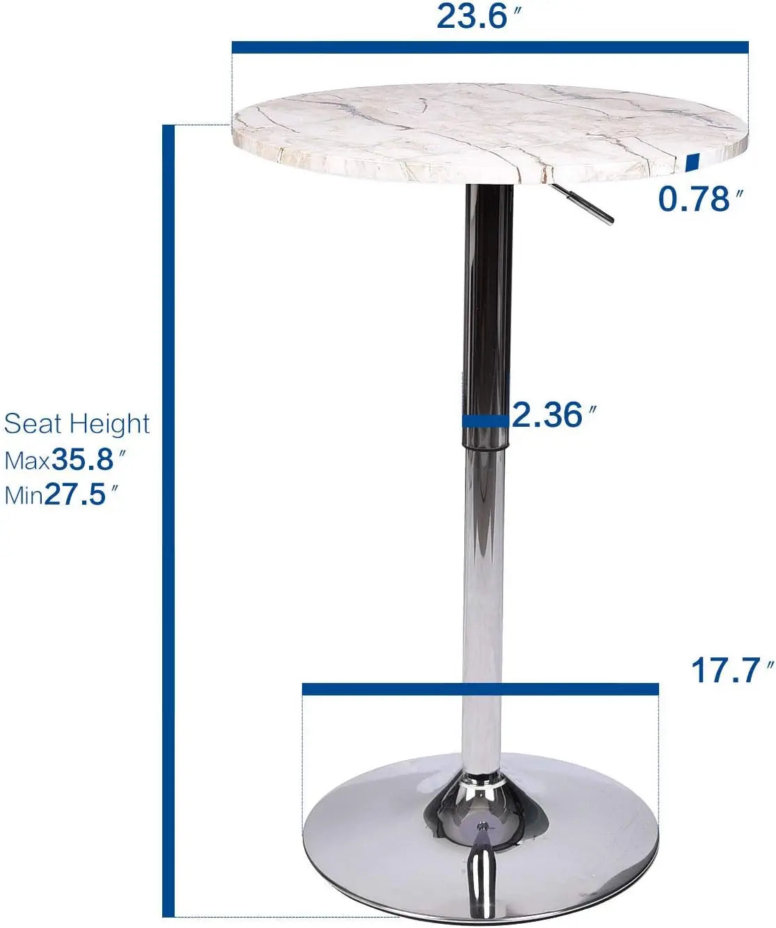 Bar Table and Chair Set of 3/ Adjustable Round Pub Desk with 2 Swivel Counter Height Barstools
